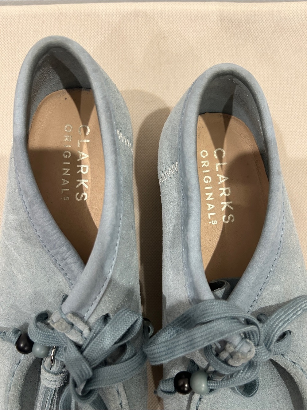 Clarks Blue Suede Tassel Wallabee Loafer - Picture 2 of 12